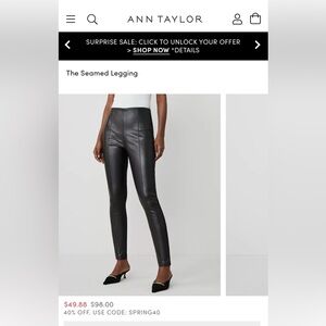 Ann Taylor High Rise Faux Leather Pants